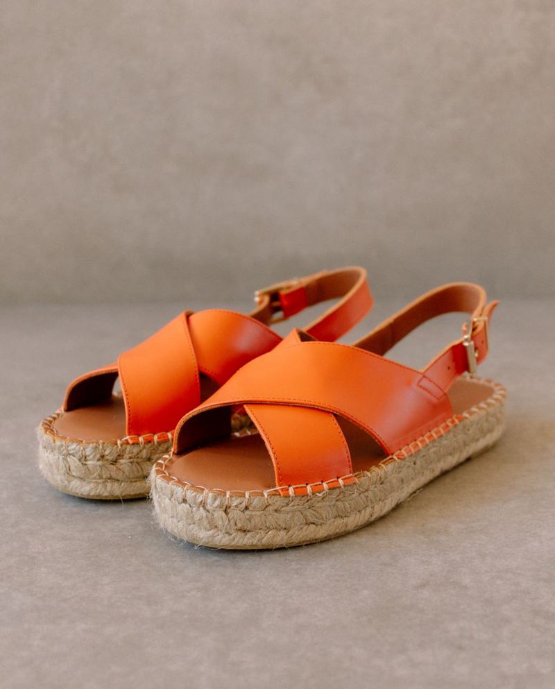 Espadrillas Alohas Crossed Cuir Orange Femme | CZJ-16833640