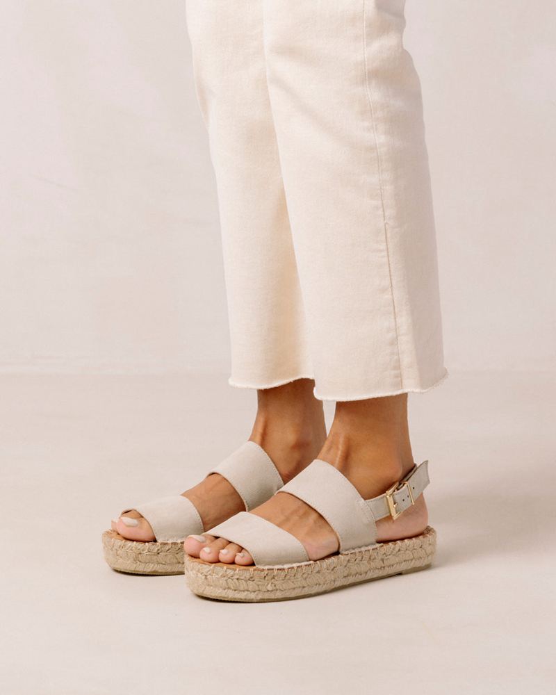 Espadrillas Alohas Double Strap Cuir Beige Femme | AAG-53234936