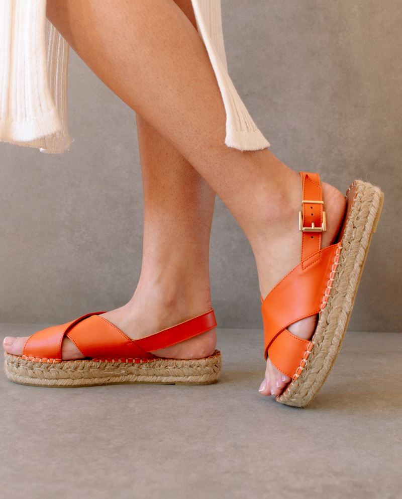 Espadrillas Alohas Crossed Cuir Orange Femme | CZJ-16833640