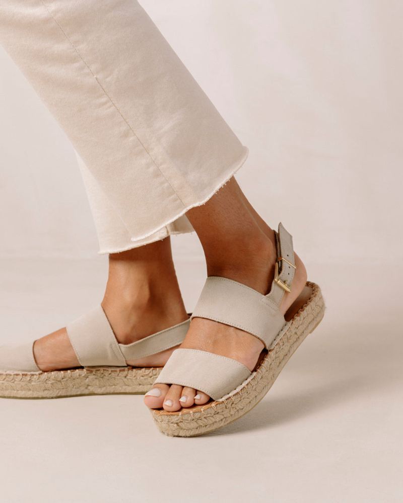 Espadrillas Alohas Double Strap Cuir Beige Femme | AAG-53234936