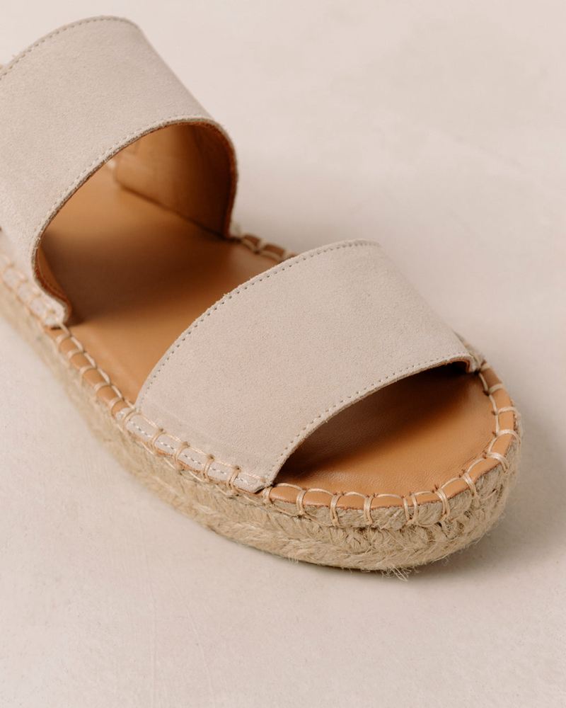 Espadrillas Alohas Double Strap Cuir Beige Femme | AAG-53234936