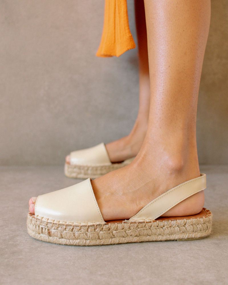 Espadrillas Alohas Ibizas Cuir Blanche Femme | OYJ-54060872