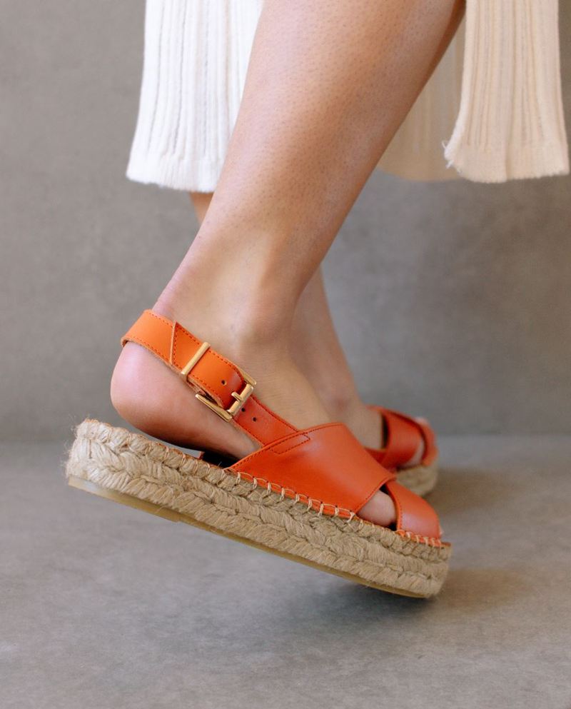 Espadrillas Alohas Crossed Cuir Orange Femme | CZJ-16833640