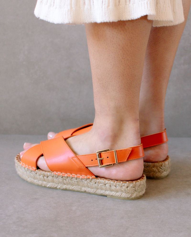 Espadrillas Alohas Crossed Cuir Orange Femme | CZJ-16833640