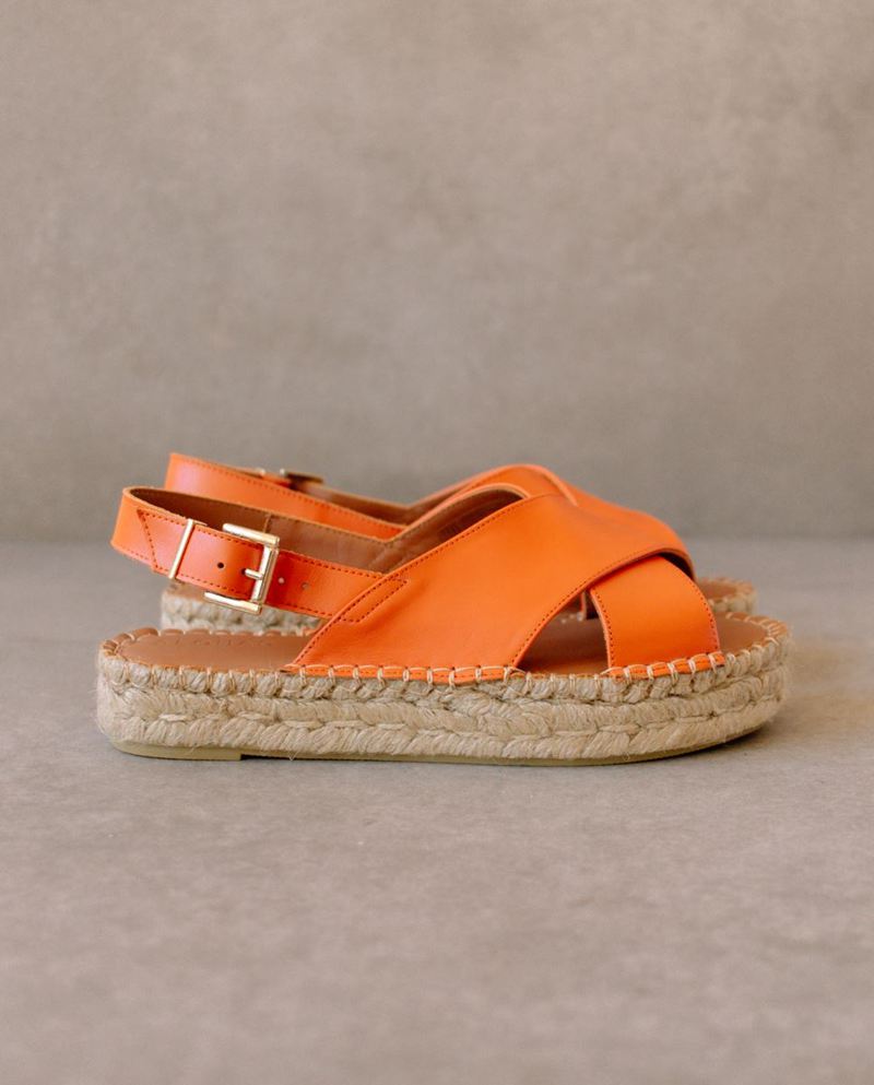 Espadrillas Alohas Crossed Cuir Orange Femme | CZJ-16833640