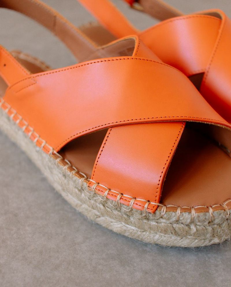 Espadrillas Alohas Crossed Cuir Orange Femme | CZJ-16833640