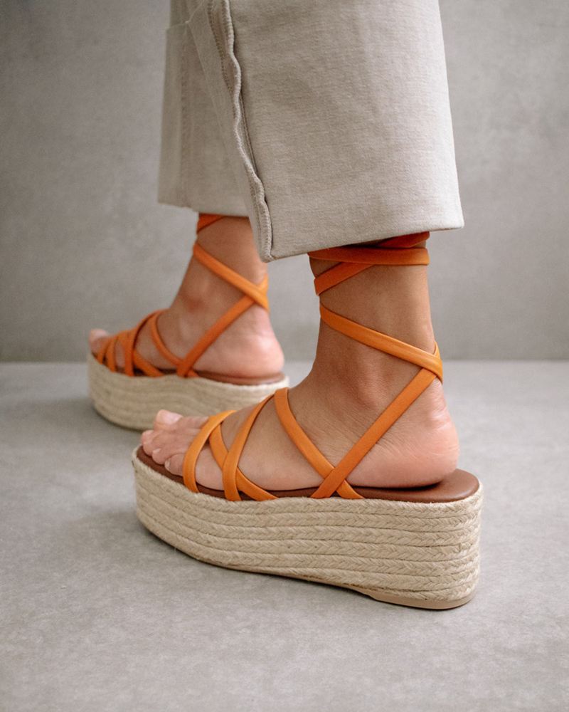 Espadrillas Alohas Paw-Paw Cuir Orange Femme | YIN-84572634