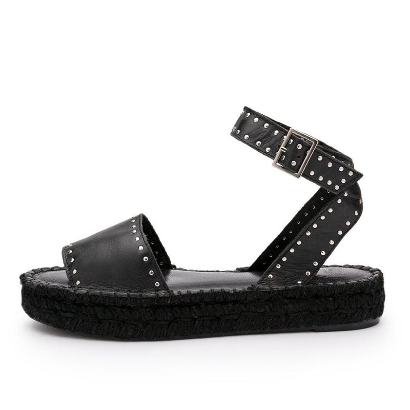 Espadrillas Alohas Rome Studded Noir Femme | SUH-12253439