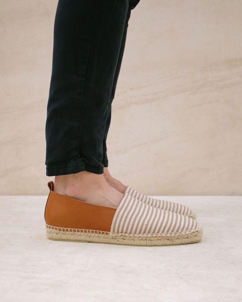 Espadrillas Alohas Naval Marron Blanche Femme | BSJ-28074098