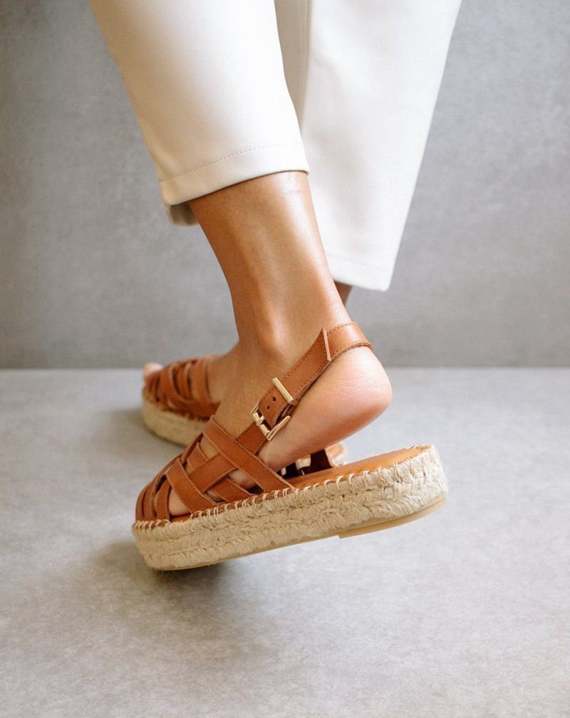 Espadrillas Alohas Souvenir Cuir Marron Femme | VAA-57362092