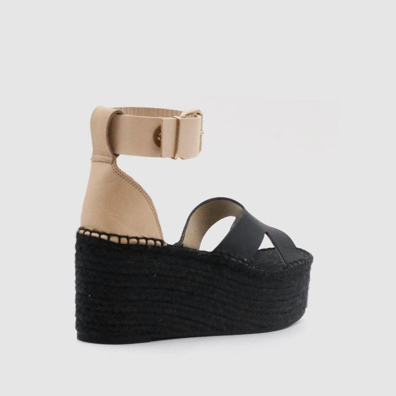 Espadrillas Alohas Kuko Noir Blanche Femme | RCV-73154625