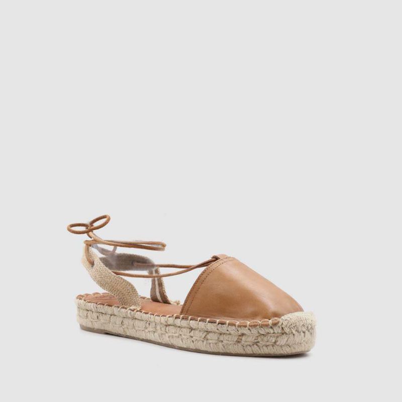 Espadrillas Alohas Cristinas Cuir Marron Femme | KBH-32074399