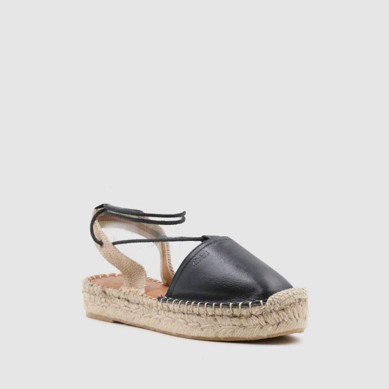 Espadrillas Alohas Cristinas Cuir Noir Femme | KBG-95401133