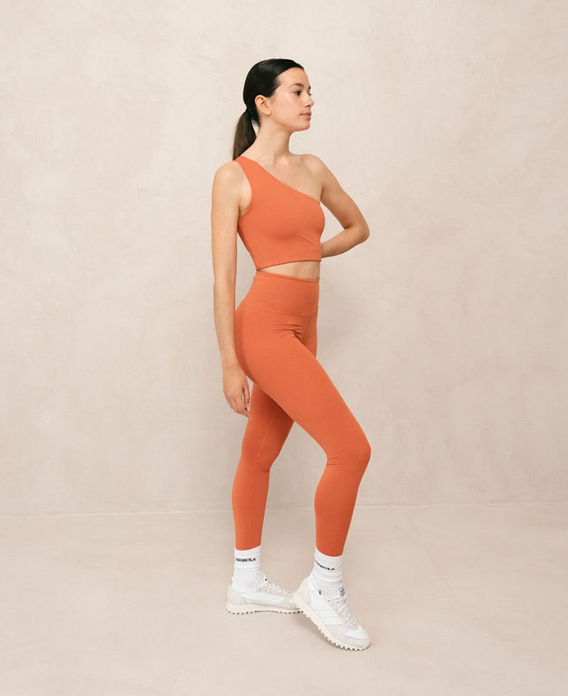 Vêtements De Sport Alohas Shoulder Naked Top Orange Femme | EDP-30130141