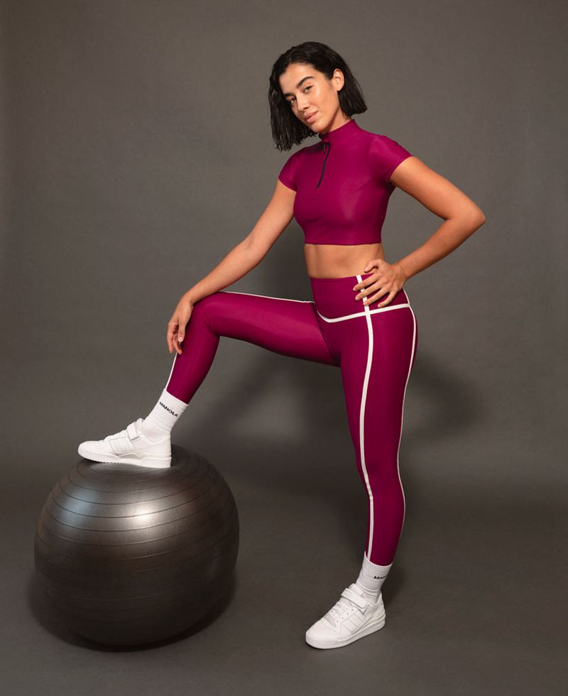 Vêtements De Sport Alohas Ribet Legging Bordeaux Femme | ISG-77801178