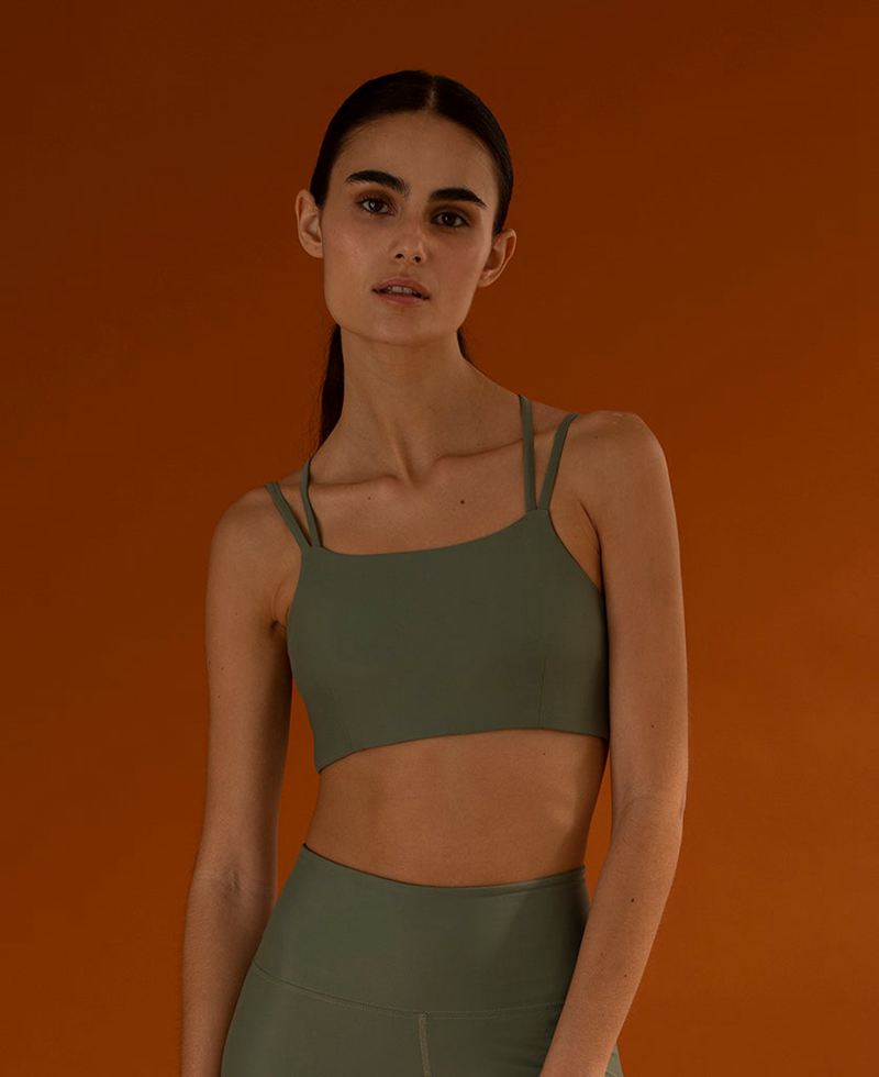 Vêtements De Sport Alohas Crossed Back Top Vert Olive Femme | WEQ-18007478