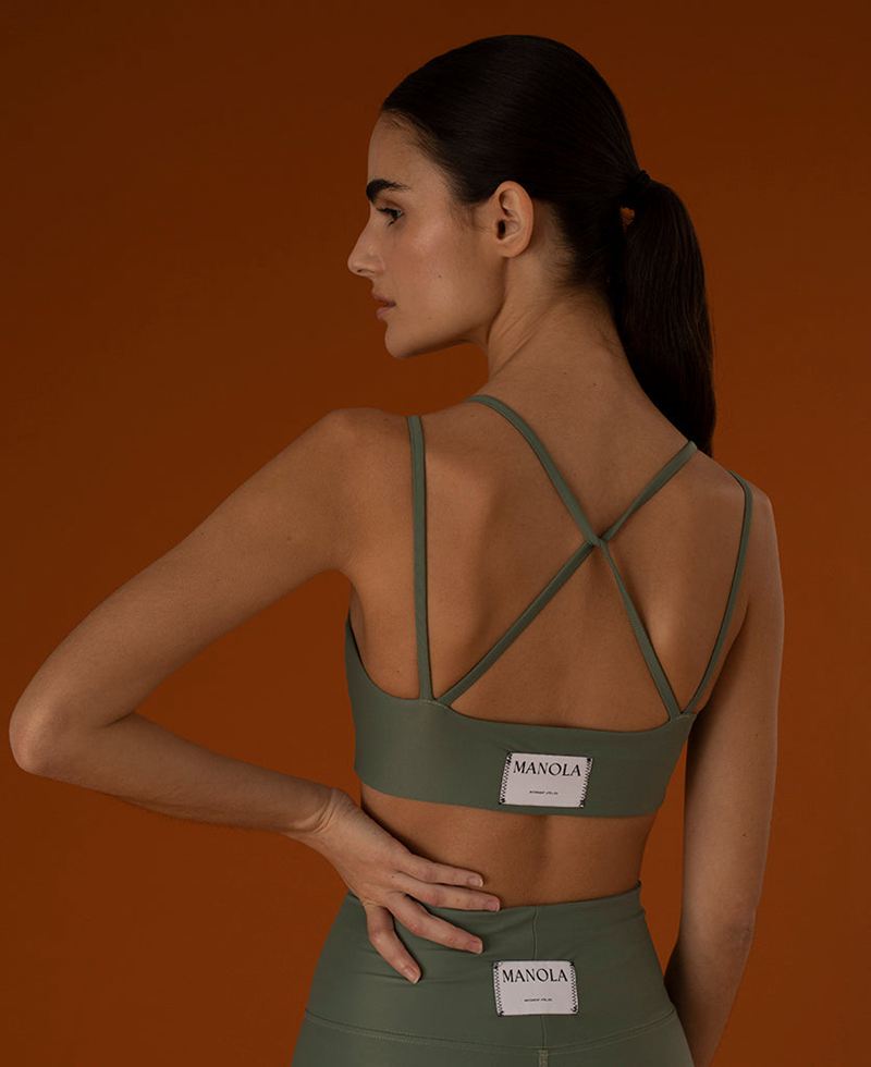 Vêtements De Sport Alohas Crossed Back Top Vert Olive Femme | WEQ-18007478