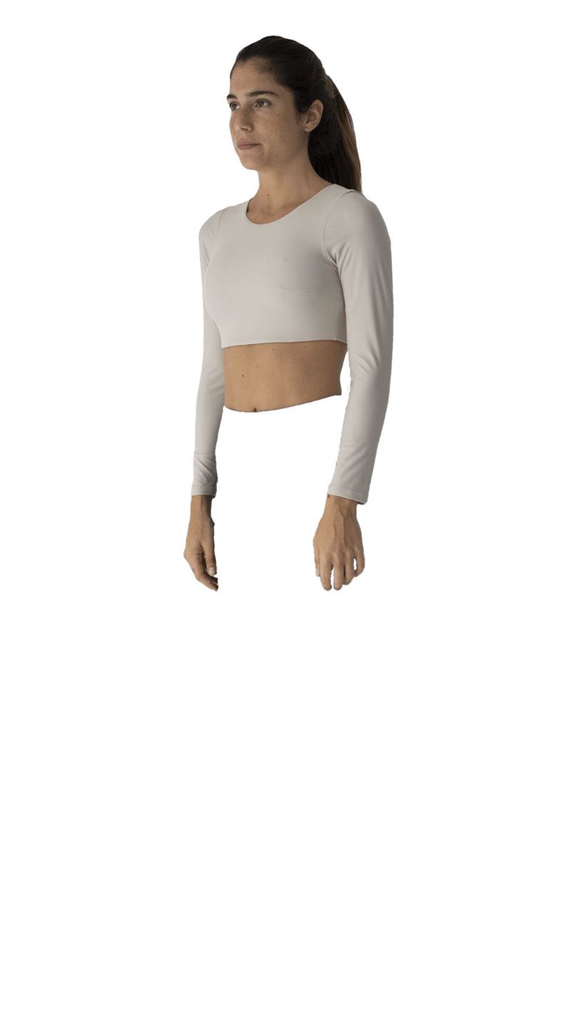 Vêtements De Sport Alohas Core Crop Top Long Sleeve Beige Femme | HJQ-37863855