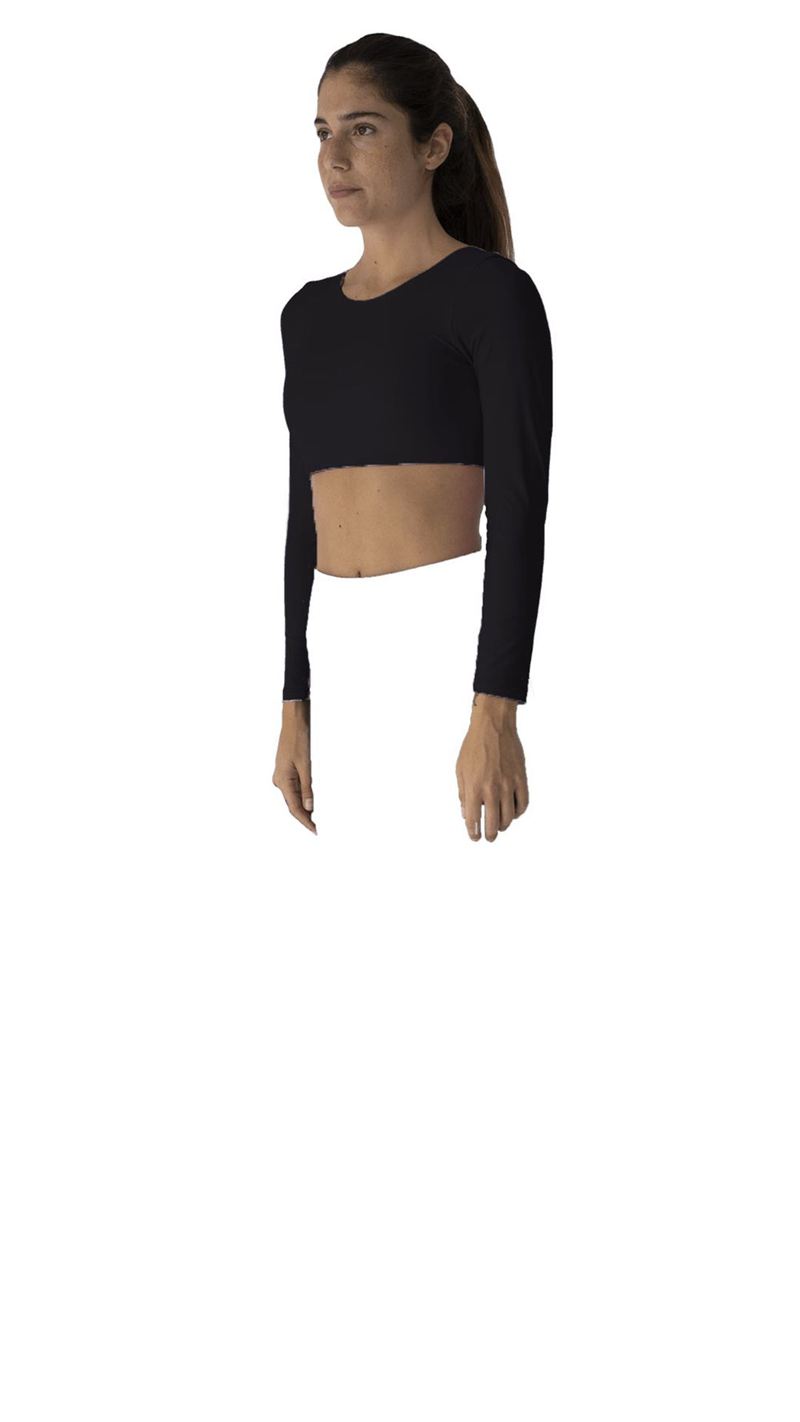 Vêtements De Sport Alohas Core Crop Top Long Sleeve Noir Femme | YXN-31829613