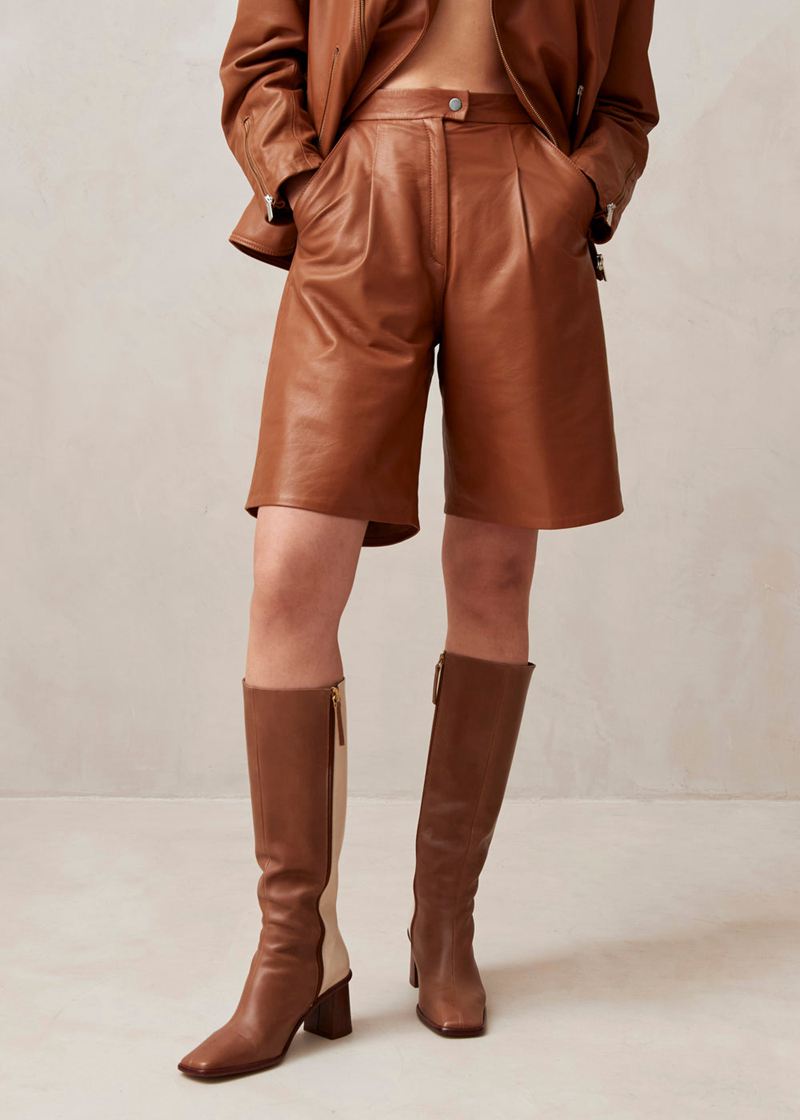 Shorts Alohas Toulouse Cuir Marron Femme | RML-88420610