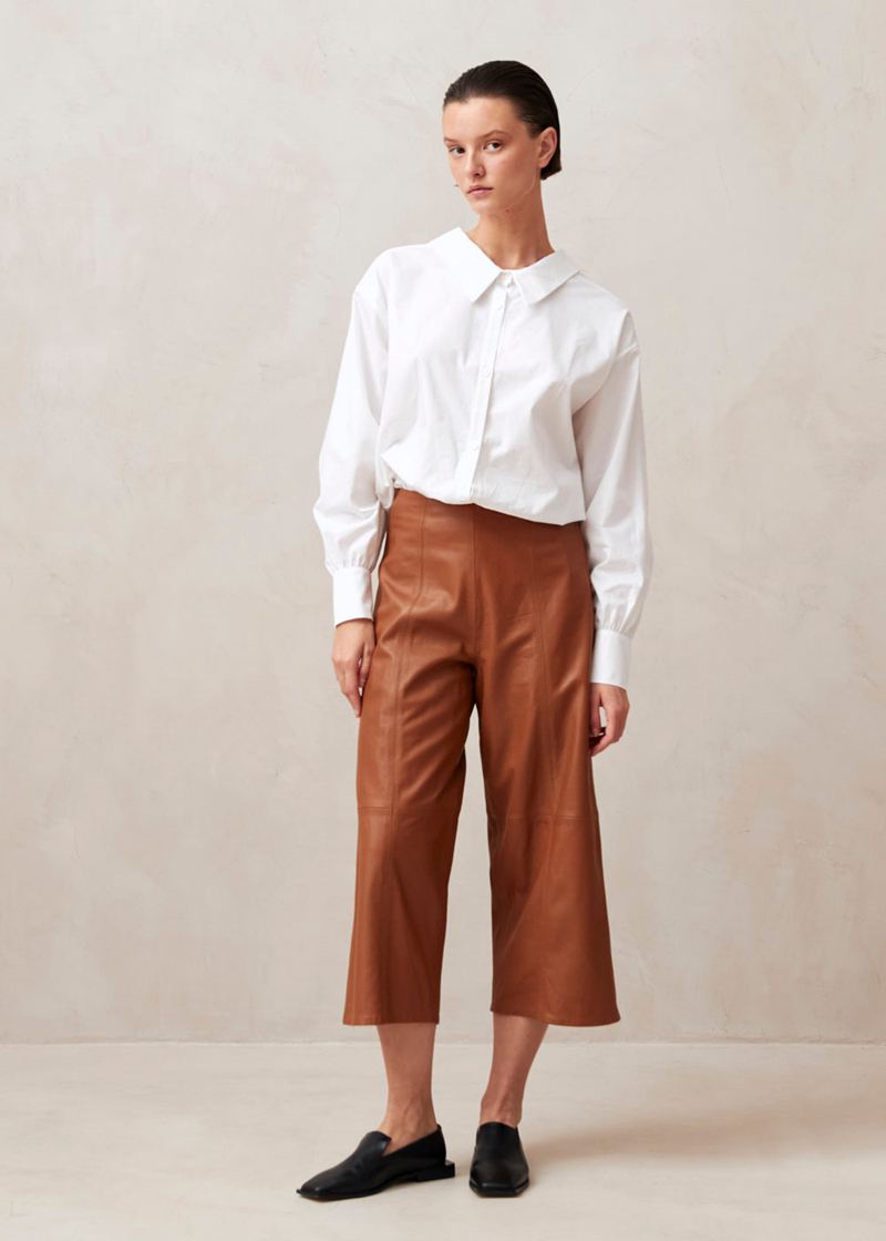 Pantalon Alohas Montpellier Cuir Marron Femme | YNF-05540878