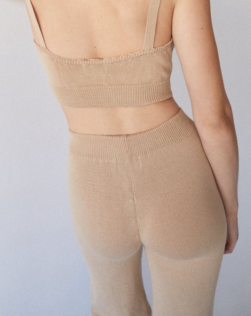 Pantalon Alohas Easy Larges Knit Beige Femme | NJJ-49996881