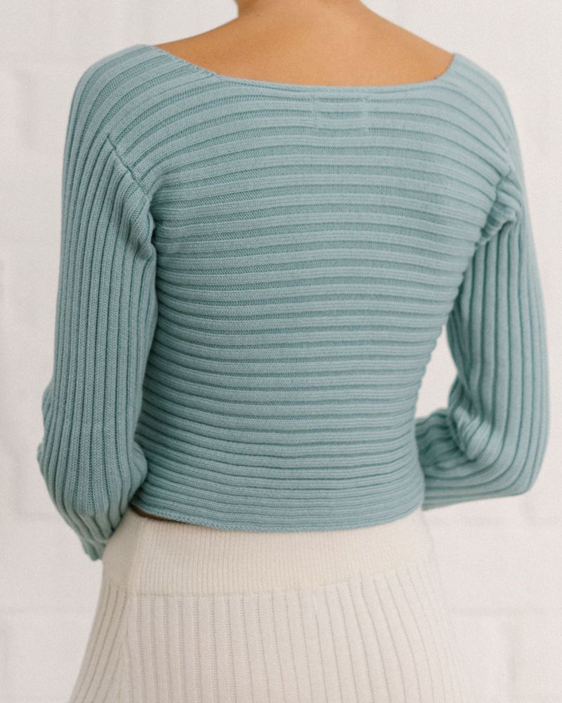 Knitwear Alohas Smart Crossed Knit Top Bleu Femme | LWV-68132008