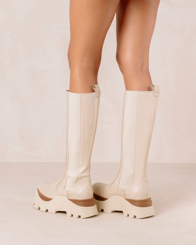 Bottes Hautes Alohas Roxie Marcona Cuir Blanche Femme | WHE-24692513