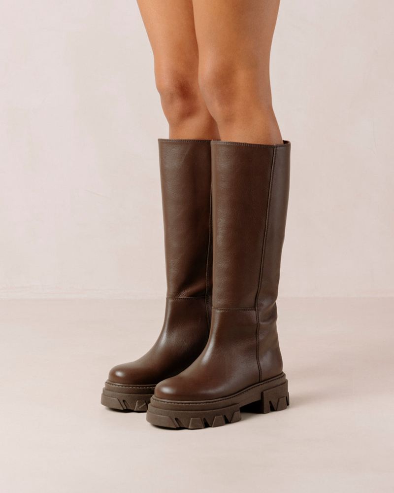 Bottes Hautes Alohas Katiuska Cuir Marron Foncé Femme | RAI-09033459