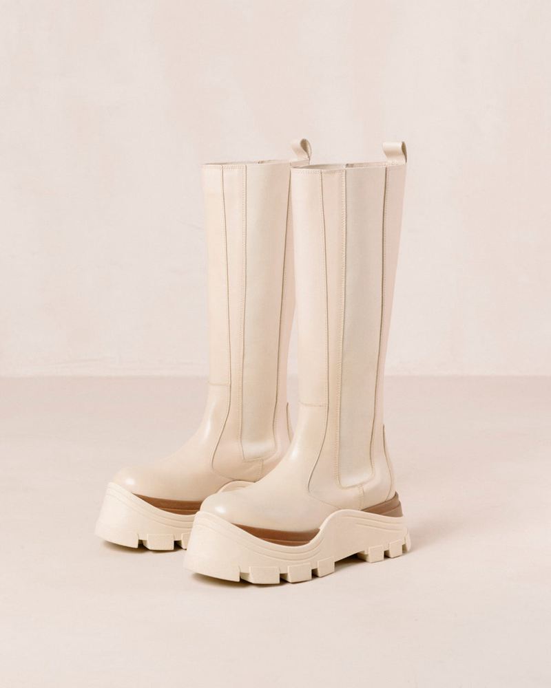 Bottes Hautes Alohas Roxie Marcona Cuir Blanche Femme | WHE-24692513