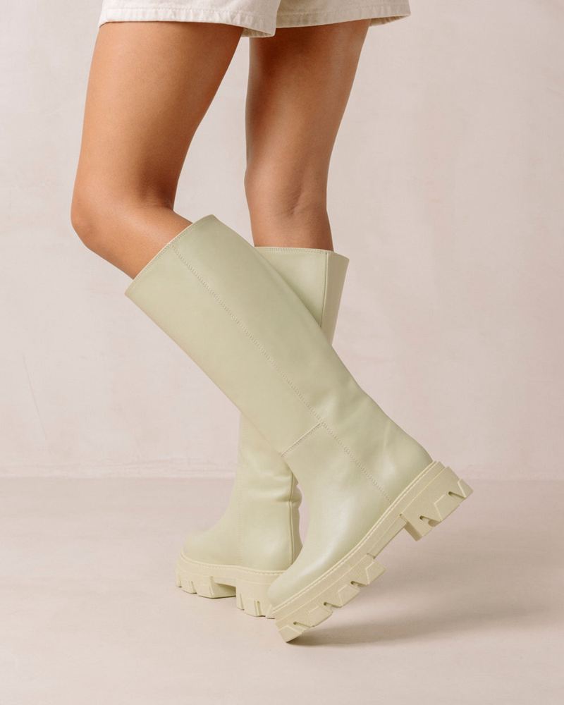 Bottes Hautes Alohas Katiuska Cuir Vert Femme | AWQ-80620469