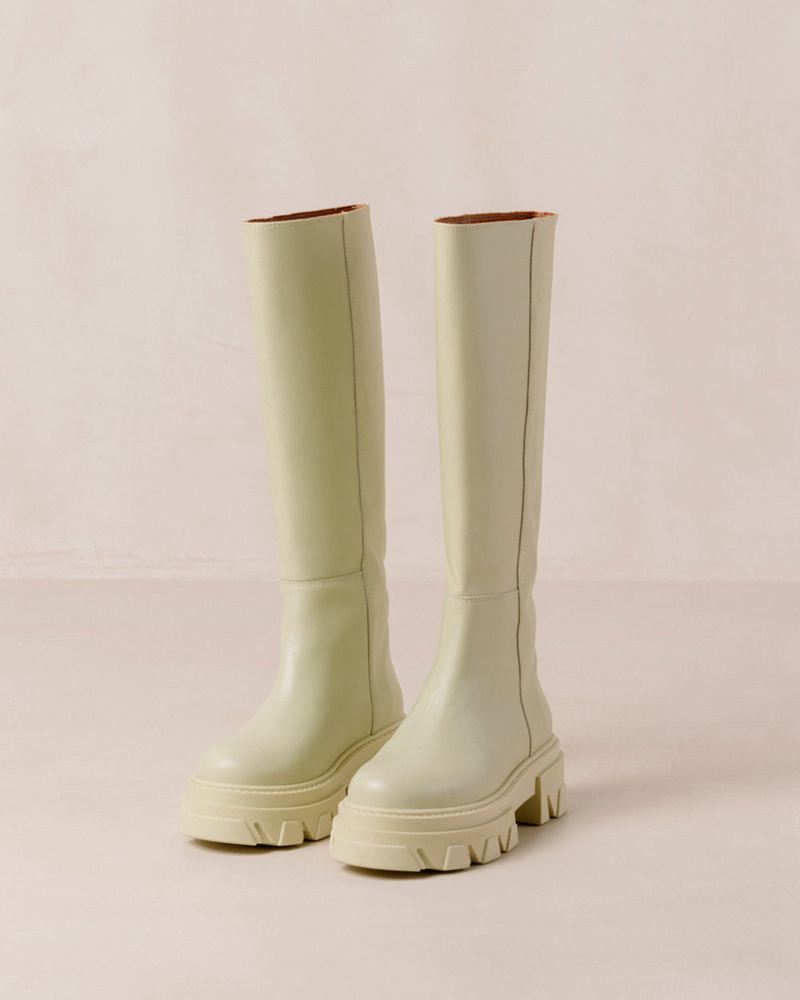 Bottes Hautes Alohas Katiuska Cuir Vert Femme | AWQ-80620469