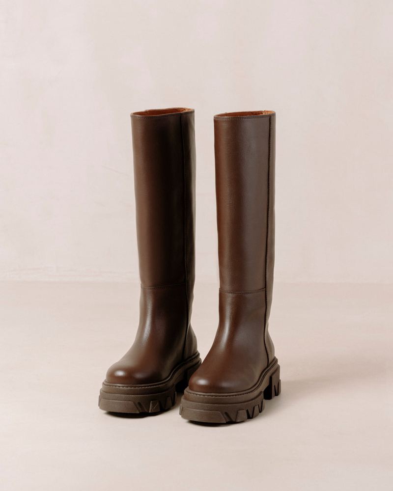 Bottes Hautes Alohas Katiuska Cuir Marron Foncé Femme | RAI-09033459