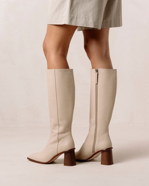 Bottes Hautes Alohas East Cuir Beige Femme | XGF-18038753