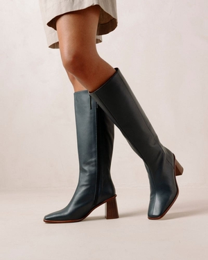 Bottes Hautes Alohas East Cuir Bleu Femme | KRV-75552686