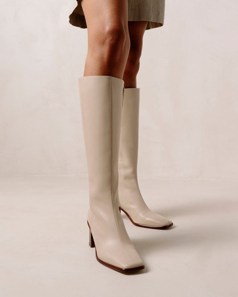 Bottes Hautes Alohas East Cuir Beige Femme | XGF-18038753