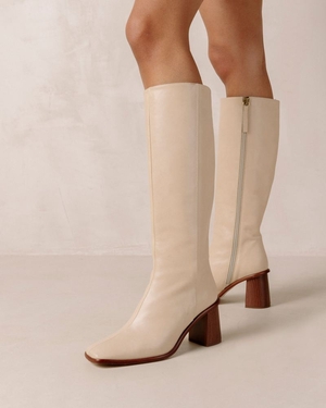 Bottes Hautes Alohas East Cuir Beige Femme | CFU-81521887