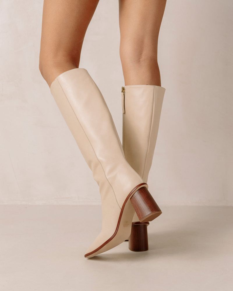 Bottes Hautes Alohas East Cuir Beige Femme | CFU-81521887