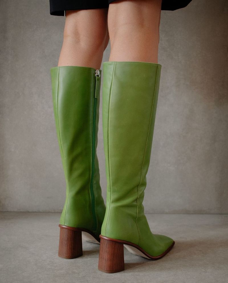 Bottes Hautes Alohas East Cuir Vert Femme | YYY-85368144