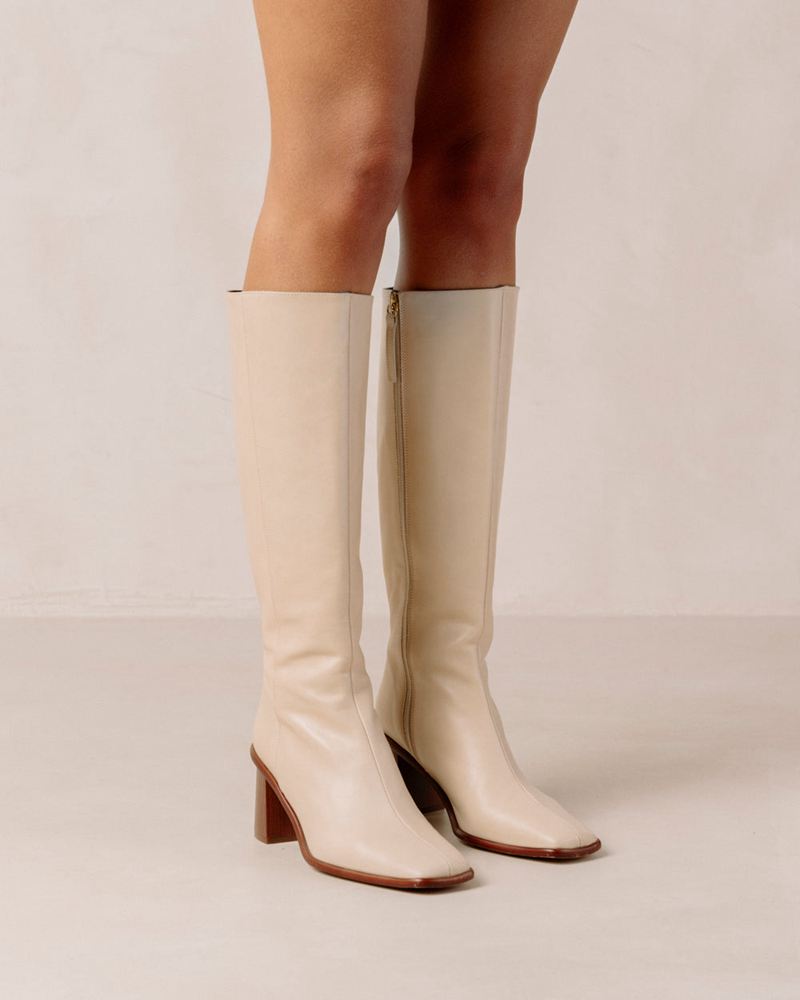 Bottes Hautes Alohas East Cuir Beige Femme | CFU-81521887