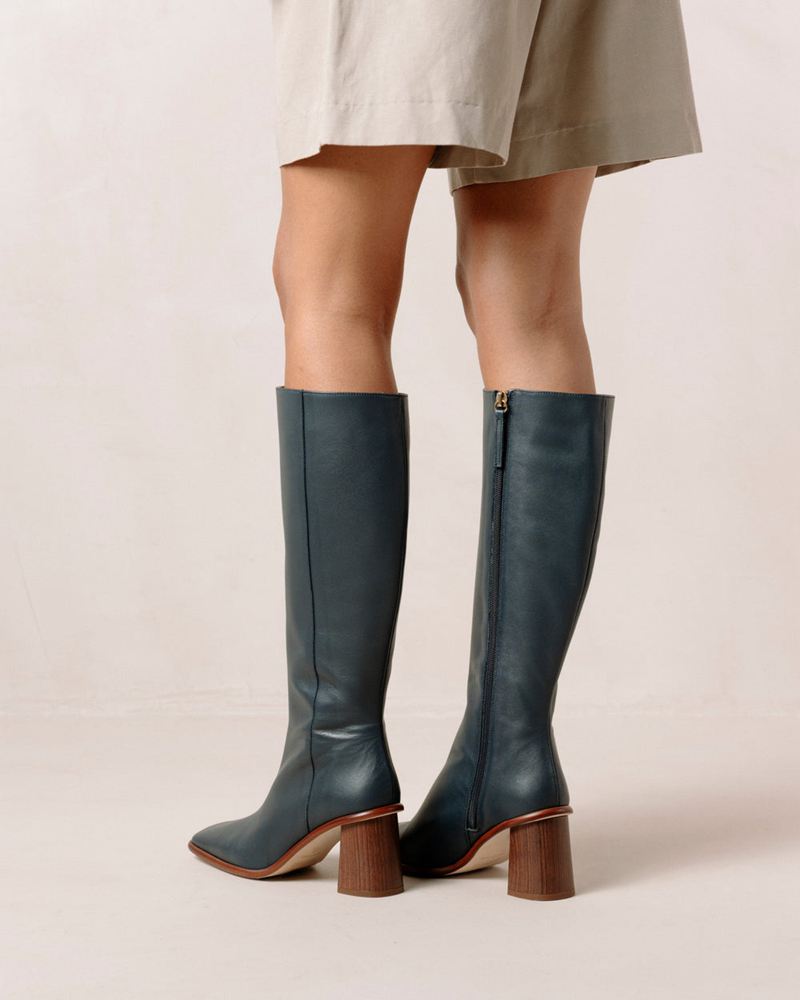 Bottes Hautes Alohas East Cuir Bleu Femme | KRV-75552686