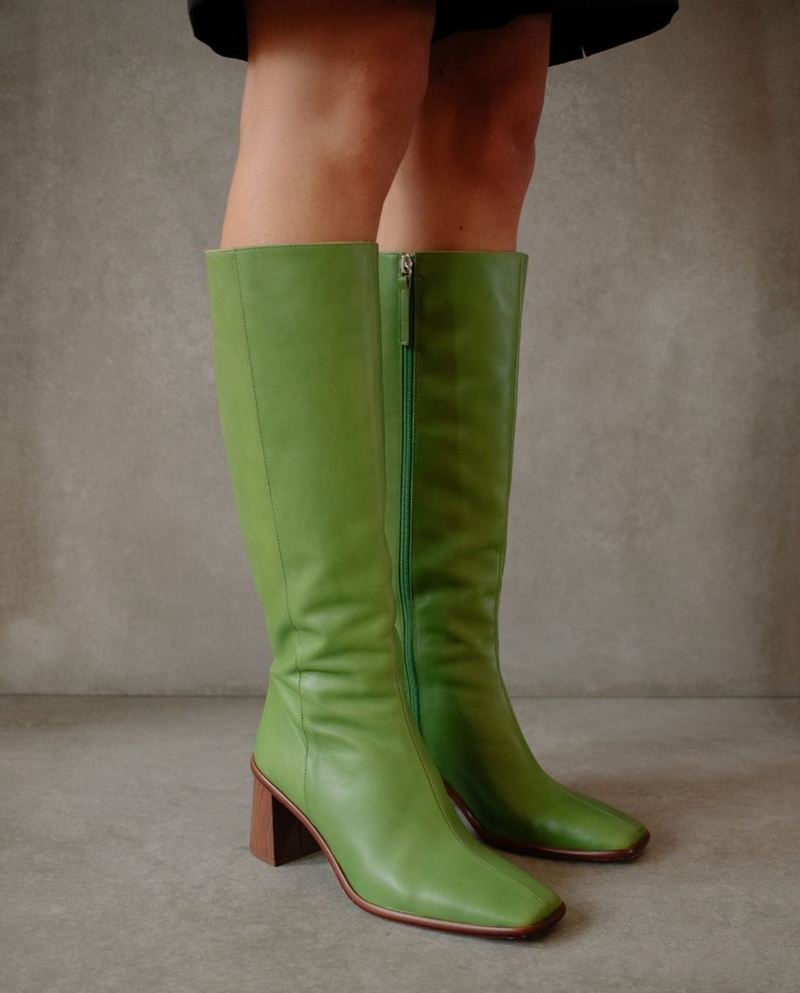 Bottes Hautes Alohas East Cuir Vert Femme | YYY-85368144