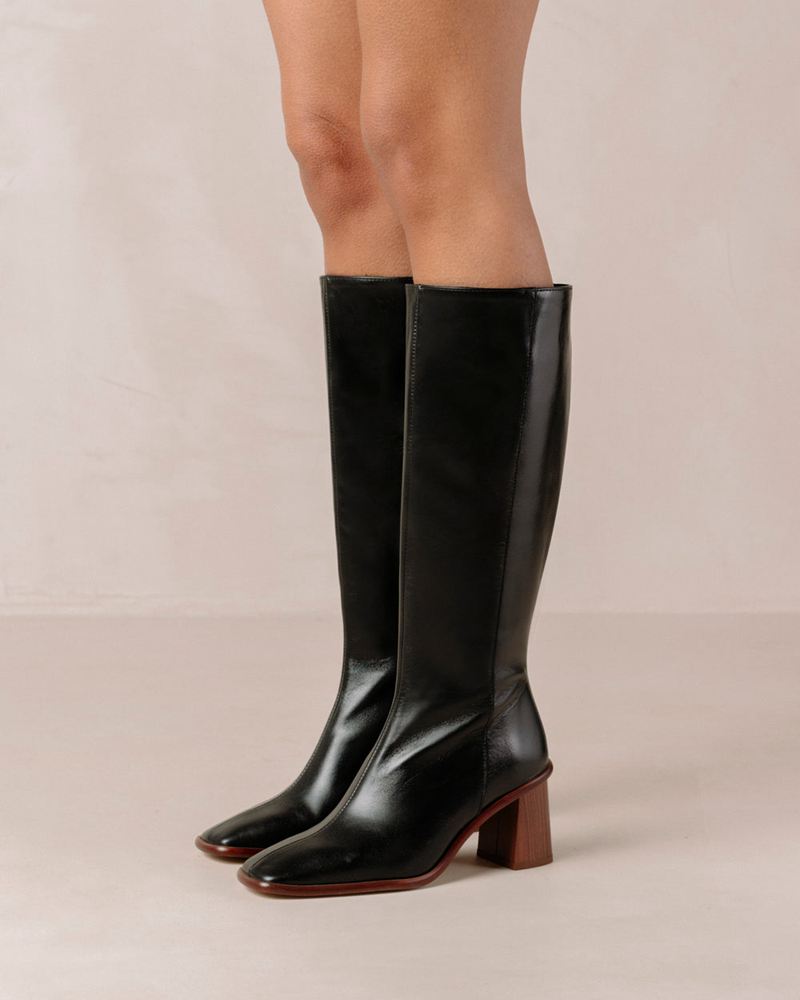 Bottes Hautes Alohas East Cuir Noir Femme | GQE-84306558