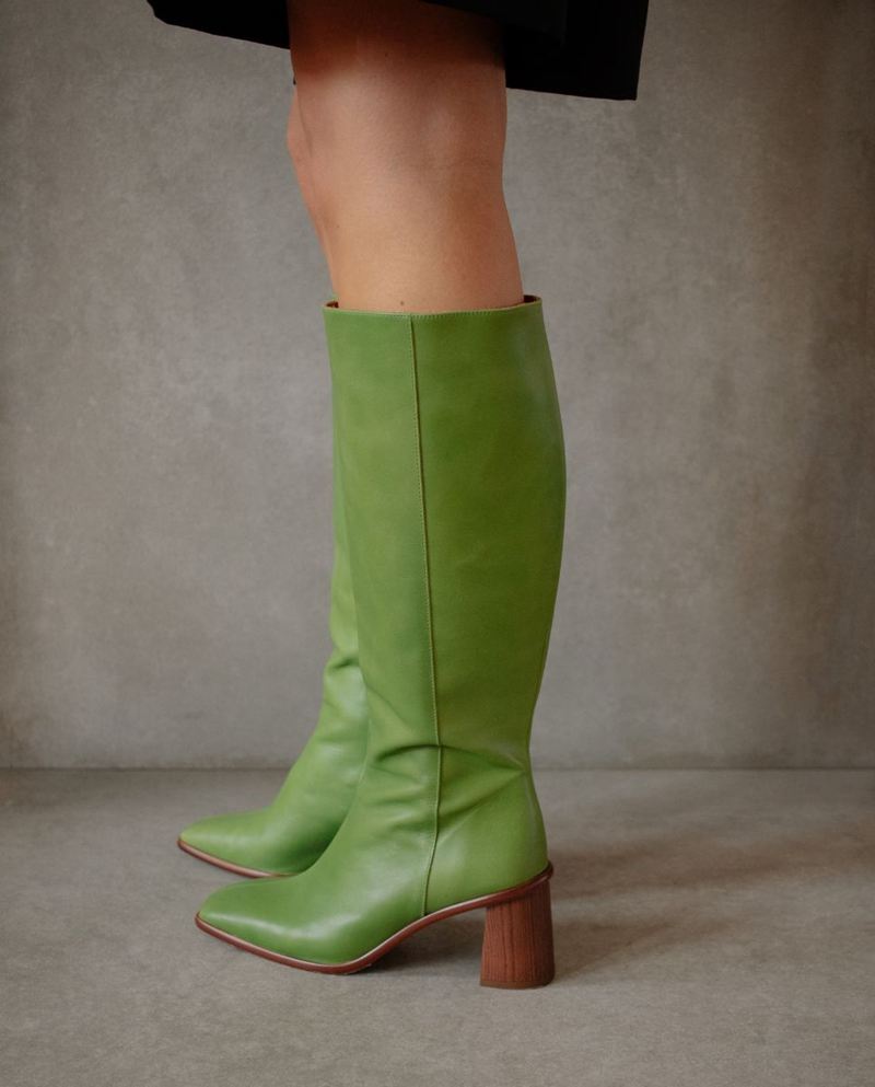 Bottes Hautes Alohas East Cuir Vert Femme | YYY-85368144