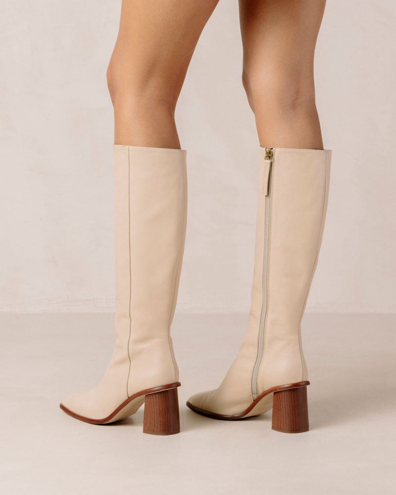 Bottes Hautes Alohas East Cuir Beige Femme | CFU-81521887