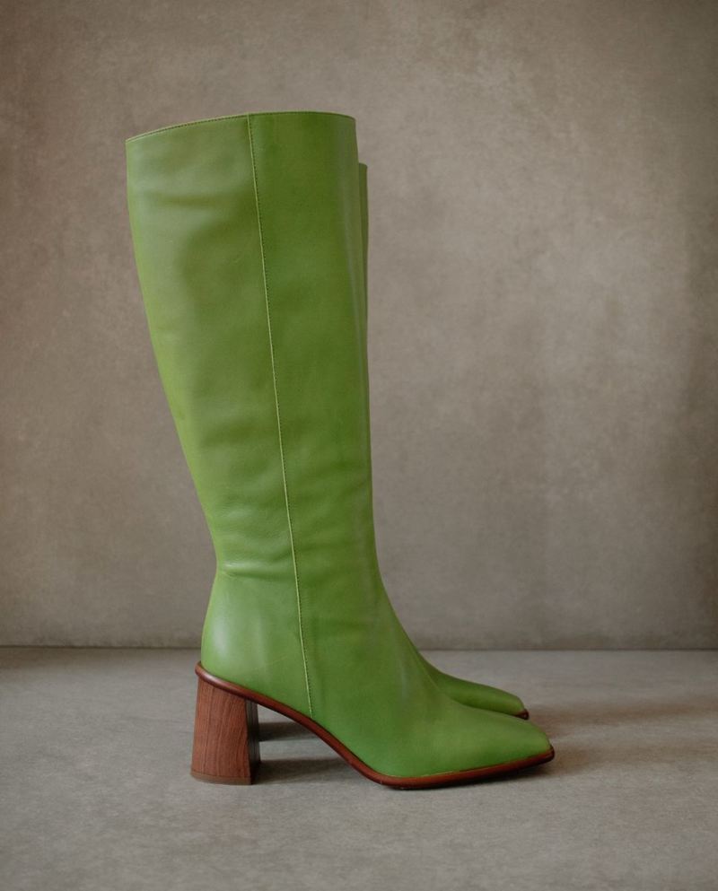 Bottes Hautes Alohas East Cuir Vert Femme | YYY-85368144