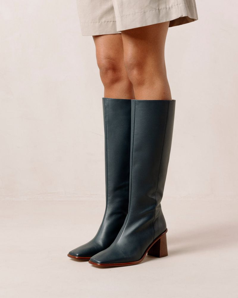 Bottes Hautes Alohas East Cuir Bleu Femme | KRV-75552686