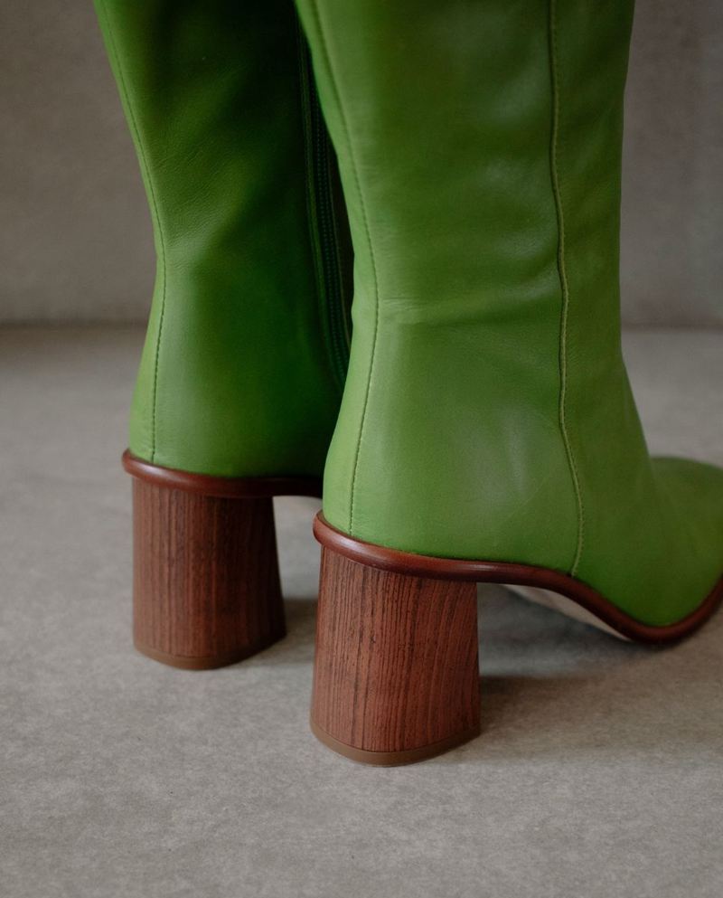 Bottes Hautes Alohas East Cuir Vert Femme | YYY-85368144