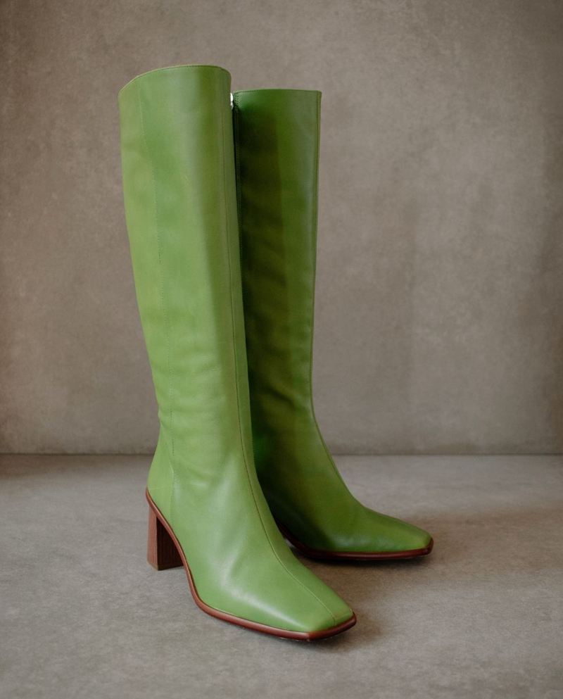 Bottes Hautes Alohas East Cuir Vert Femme | YYY-85368144