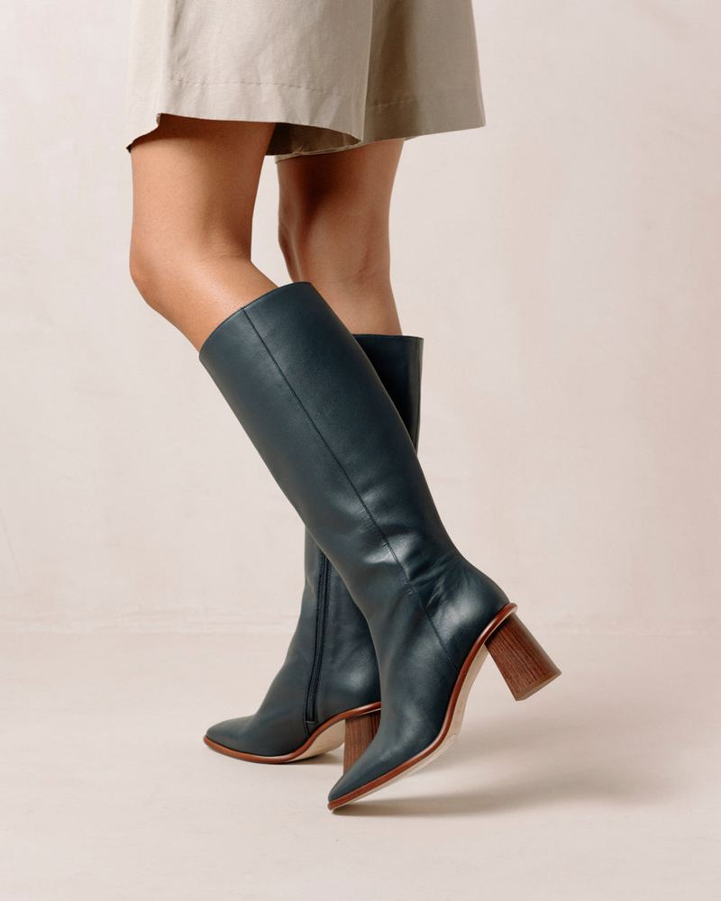 Bottes Hautes Alohas East Cuir Bleu Femme | KRV-75552686